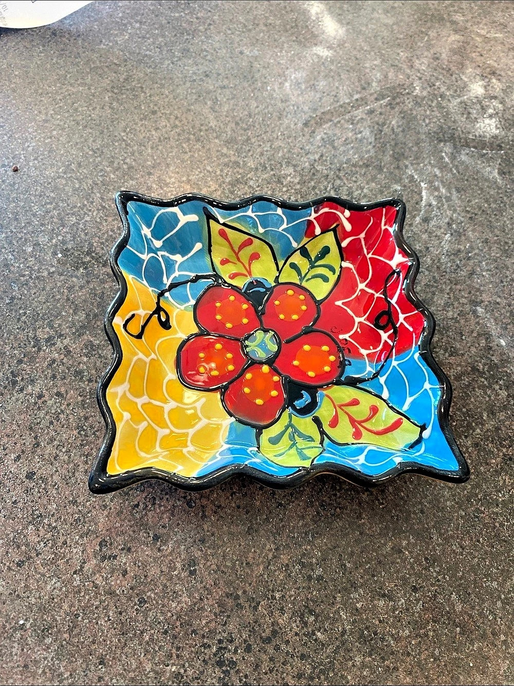 Del Rio Salado Hand-Painted Floral Ceramic Dish